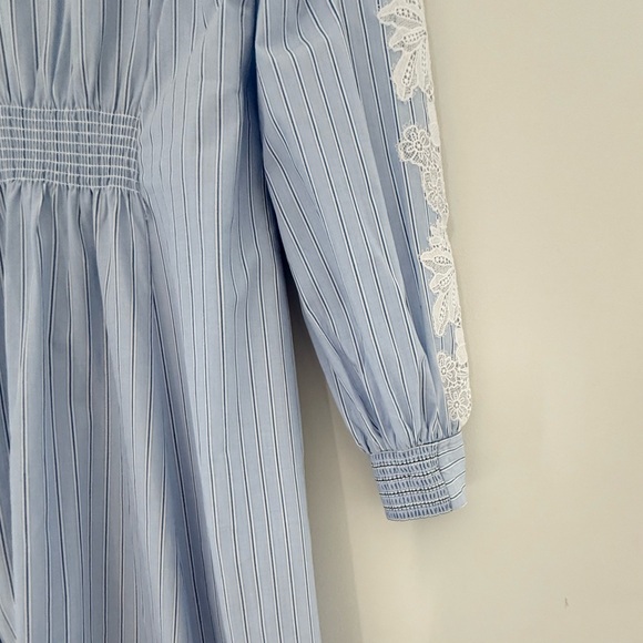NWOT - ME + EM Cotton Stripe And Lace Midi Shirt Dress - SIZE 4 - Picture 10 of 12